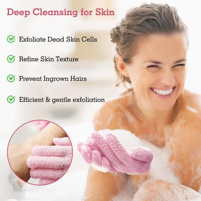 Alt view image 3 of 7 - Evridwear Exfoliating Glove for Shower Bath, Body Wash Loofah Gloves Women | 100% Nylon, Thick, Hanging Loop, Exfoliate Dead Skin for Dry Sensitive Skin No Irritatio