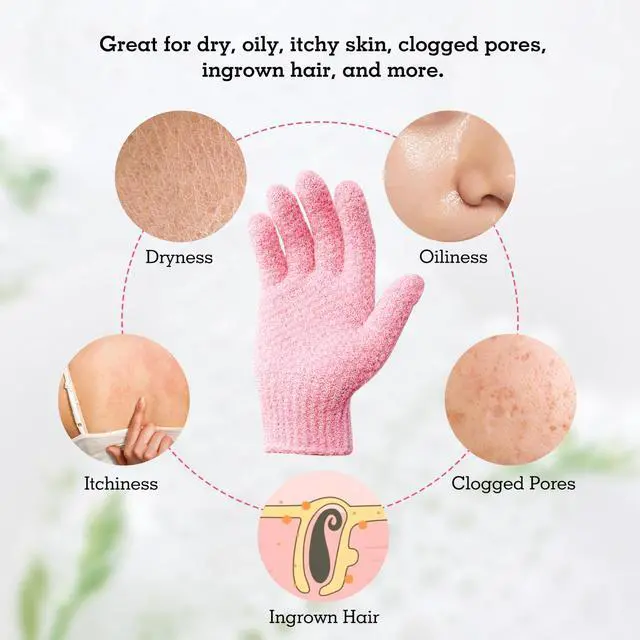Alt view image 5 of 7 - Evridwear Exfoliating Glove for Shower Bath, Body Wash Loofah Gloves Women | 100% Nylon, Thick, Hanging Loop, Exfoliate Dead Skin for Dry Sensitive Skin No Irritatio