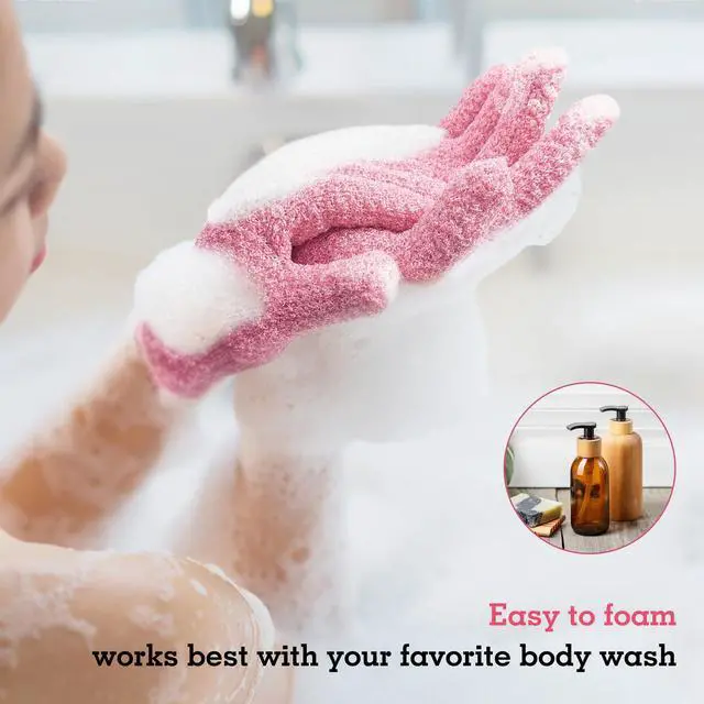 Alt view image 7 of 7 - Evridwear Exfoliating Glove for Shower Bath, Body Wash Loofah Gloves Women | 100% Nylon, Thick, Hanging Loop, Exfoliate Dead Skin for Dry Sensitive Skin No Irritatio