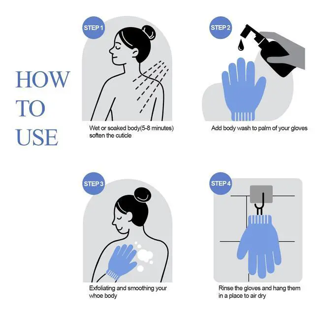 Alt view image 3 of 7 - Evridwear Exfoliating Glove for Shower Men and Women, Dual Texture Bath Body Scrub Gloves Dead Skin Cell Remover for Home Spa, Massage, with Hanging Loop (1 Pair Moderate)
