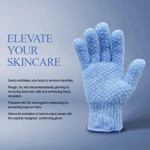 Alt view image 4 of 7 - Evridwear Exfoliating Glove for Shower Men and Women, Dual Texture Bath Body Scrub Gloves Dead Skin Cell Remover for Home Spa, Massage, with Hanging Loop (1 Pair Moderate)