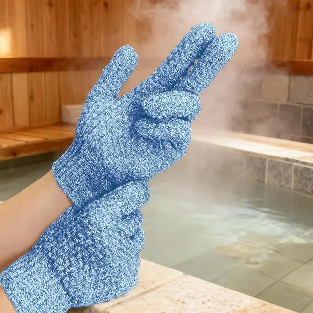Alt view image 6 of 7 - Evridwear Exfoliating Glove for Shower Men and Women, Dual Texture Bath Body Scrub Gloves Dead Skin Cell Remover for Home Spa, Massage, with Hanging Loop (1 Pair Moderate)