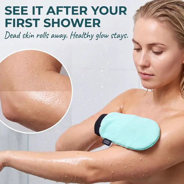 Alt view image 2 of 7 - Exfoliating Glove, Korean Mitt & Body Scrubber Loofah Washcloth for Shower | Back Scrubber for Shower, Face & Foot Scrubber Sponge, Exfoliator for Dead Skin, Body Wash & Tanning Prep, Body Care
