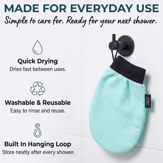 Alt view image 7 of 7 - Exfoliating Glove, Korean Mitt & Body Scrubber Loofah Washcloth for Shower | Back Scrubber for Shower, Face & Foot Scrubber Sponge, Exfoliator for Dead Skin, Body Wash & Tanning Prep, Body Care