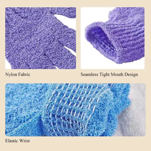 Alt view image 2 of 7 - MOLOPPO 2 PCS Exfoliating Glove, Scrub Gloves Exfoliating Grey | Loofah, Body Exfoliator, Bath Gloves