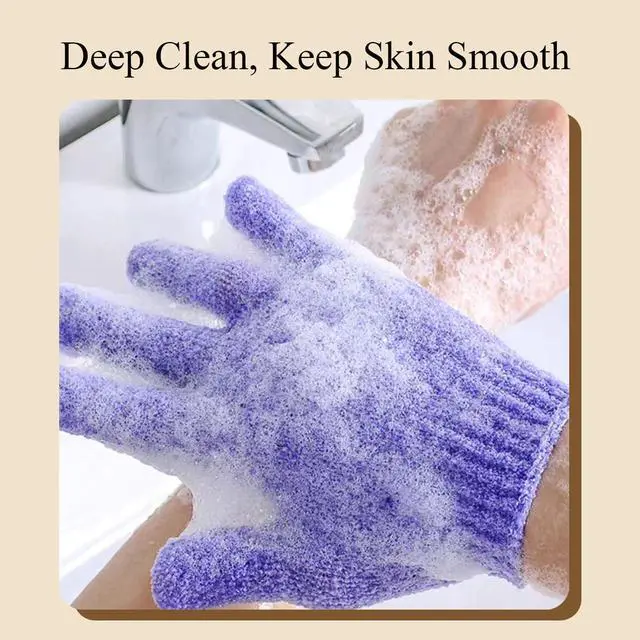 Alt view image 4 of 7 - MOLOPPO 2 PCS Exfoliating Glove, Scrub Gloves Exfoliating Grey | Loofah, Body Exfoliator, Bath Gloves