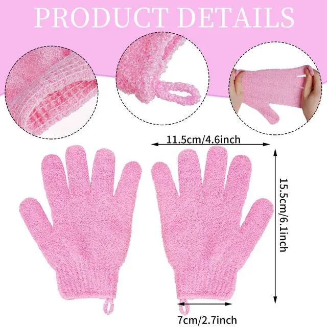 Alt view image 2 of 7 - 4 Pairs Bath Exfoliating Gloves Scrub, Double Sided Bath Mitts Scrubs for Shower, Exfoliating Shower Mitt Body Scrubber Glove, Bathing Accessories for Bath, Spa, MassageYellow, Red, Pink, Light Blue