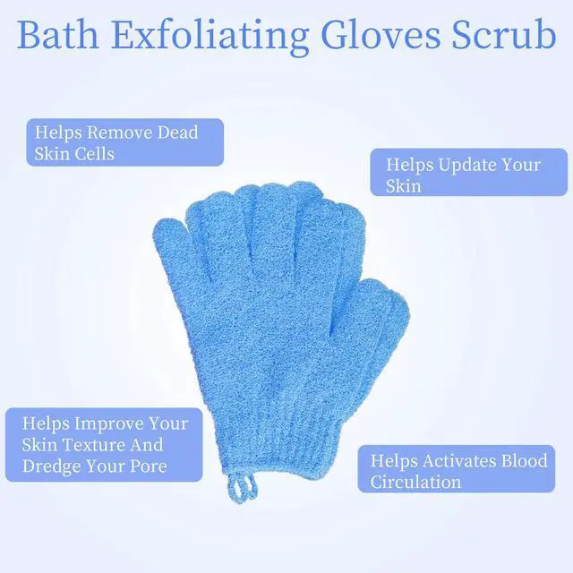 Alt view image 4 of 7 - 4 Pairs Bath Exfoliating Gloves Scrub, Double Sided Bath Mitts Scrubs for Shower, Exfoliating Shower Mitt Body Scrubber Glove, Bathing Accessories for Bath, Spa, MassageYellow, Red, Pink, Light Blue