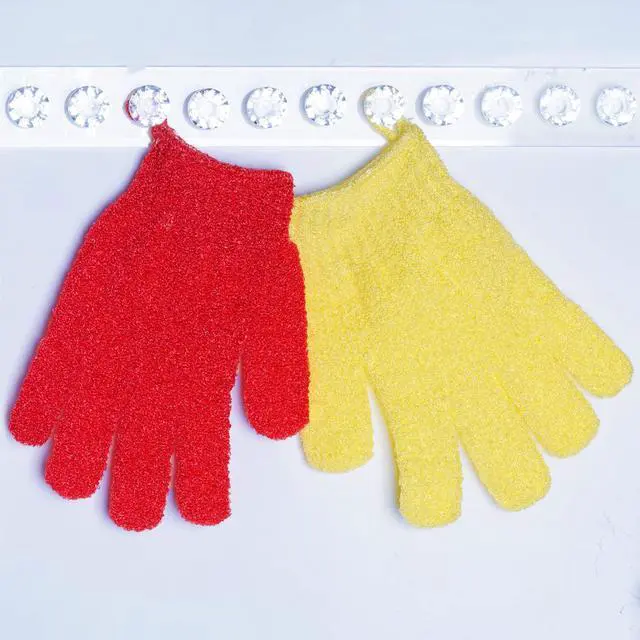 Alt view image 7 of 7 - 4 Pairs Bath Exfoliating Gloves Scrub, Double Sided Bath Mitts Scrubs for Shower, Exfoliating Shower Mitt Body Scrubber Glove, Bathing Accessories for Bath, Spa, MassageYellow, Red, Pink, Light Blue