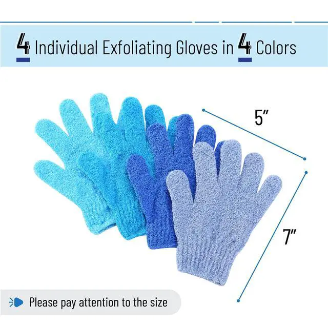 Alt view image 2 of 7 - Slick- Exfoliating Gloves, 4 Pcs, Skin Exfoliator for Body, Bath / Scrub Gloves, Shower Accessories for Women, Exfoliation Mitt