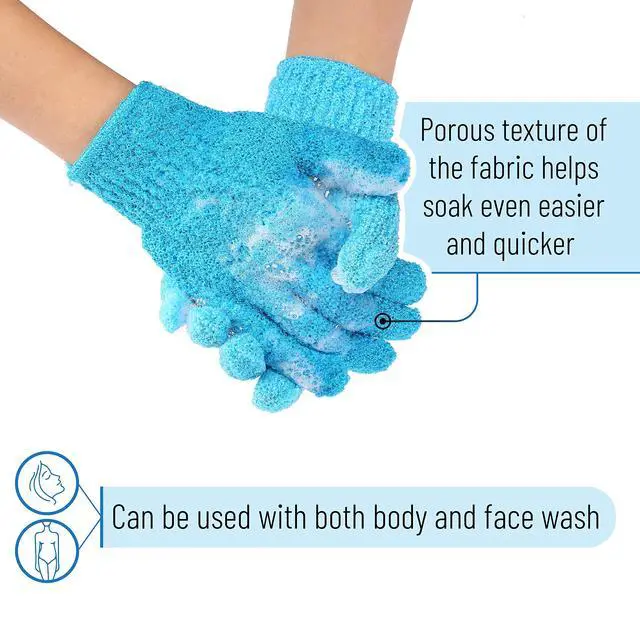 Alt view image 3 of 7 - Slick- Exfoliating Gloves, 4 Pcs, Skin Exfoliator for Body, Bath / Scrub Gloves, Shower Accessories for Women, Exfoliation Mitt