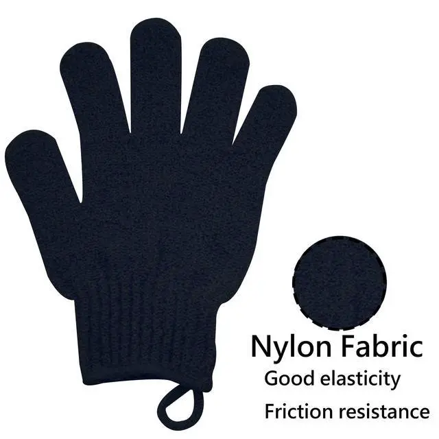 Alt view image 2 of 7 - Meiyante Heavy Exfoliating Shower Gloves with Hanging Loop, Black | Choose classic, heavy, bamboo charcoal or dual-texture bath gloves; stretch-fit pairs with loops for body scrubbing.