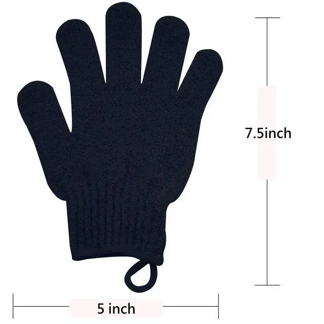 Alt view image 4 of 7 - Meiyante Heavy Exfoliating Shower Gloves with Hanging Loop, Black | Choose classic, heavy, bamboo charcoal or dual-texture bath gloves; stretch-fit pairs with loops for body scrubbing.