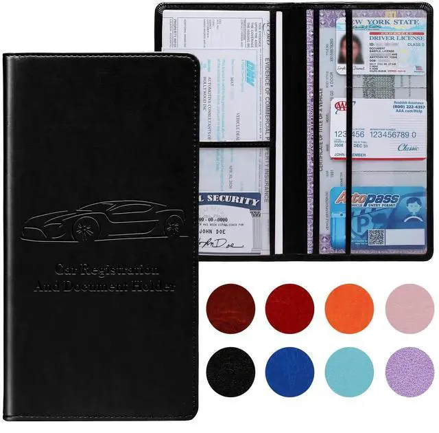 Main image of Peisicne Car Registration and Insurance Card Holder for Women Men, Black Glove Box Paperwork Organizer with Magnetic Buckle for Easy Access and Protect Documents and Various Cards in Vehicle