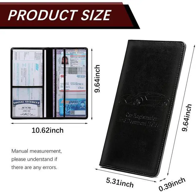 Alt view image 7 of 7 - Peisicne Car Registration and Insurance Card Holder for Women Men, Black Glove Box Paperwork Organizer with Magnetic Buckle for Easy Access and Protect Documents and Various Cards in Vehicle