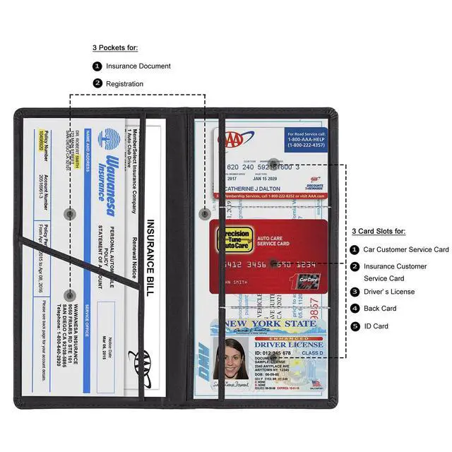 Alt view image 2 of 7 - TOURSUIT Car Registration & Insurance Card Holder, Black | Vehicle License Document Organizer, Glove Box Compartment, Interior Car Accessories, For Women Men