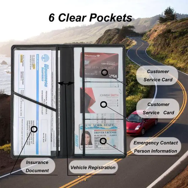 Alt view image 2 of 6 - Premium Car Registration and Insurance Holder,Black Registration Insurance Card Holder,Glove Box Organizer Makes Your Documents In Order.