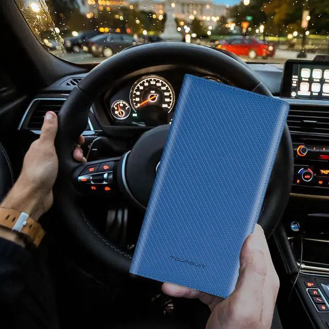 Alt view image 3 of 7 - TOURSUIT Car Registration & Insurance Card Holder, Carbon Blue | Vehicle License Document Organizer, Glove Box Compartment, Interior Car Accessories, For Women Men