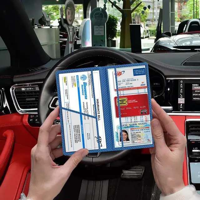 Alt view image 5 of 7 - TOURSUIT Car Registration & Insurance Card Holder, Carbon Blue | Vehicle License Document Organizer, Glove Box Compartment, Interior Car Accessories, For Women Men