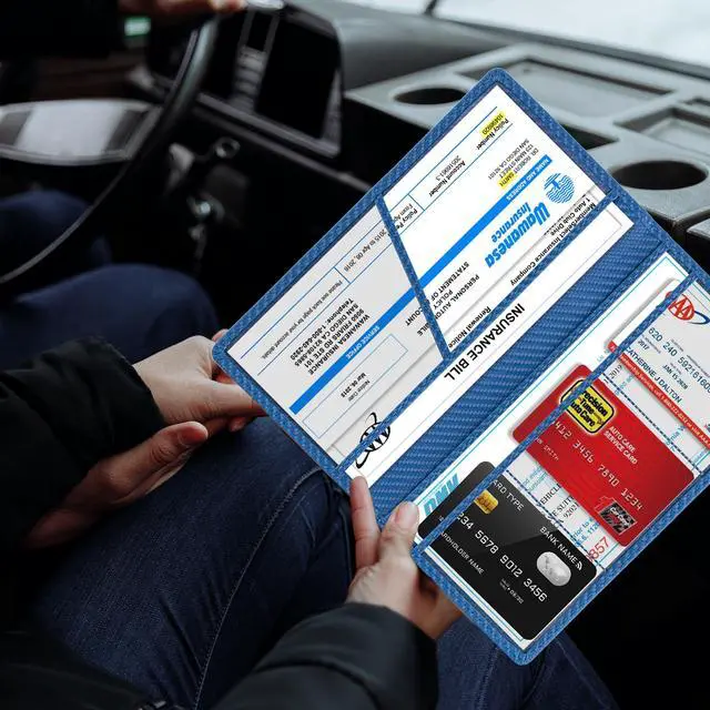 Alt view image 6 of 7 - TOURSUIT Car Registration & Insurance Card Holder, Carbon Blue | Vehicle License Document Organizer, Glove Box Compartment, Interior Car Accessories, For Women Men