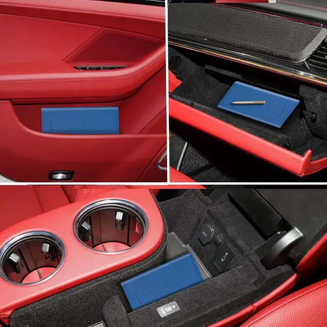 Alt view image 7 of 7 - TOURSUIT Car Registration & Insurance Card Holder, Carbon Blue | Vehicle License Document Organizer, Glove Box Compartment, Interior Car Accessories, For Women Men