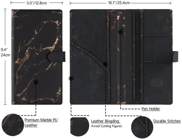 Alt view image 4 of 7 - TOURSUIT Car Registration and Insurance Card Holder, Marble Black | Vehicle License Document Organizer, Glove Box Compartment, Interior Car Accessories, For Women Men