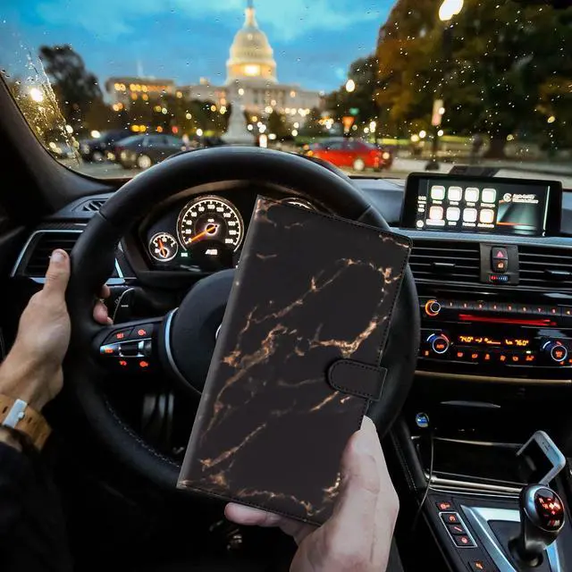 Alt view image 6 of 7 - TOURSUIT Car Registration and Insurance Card Holder, Marble Black | Vehicle License Document Organizer, Glove Box Compartment, Interior Car Accessories, For Women Men