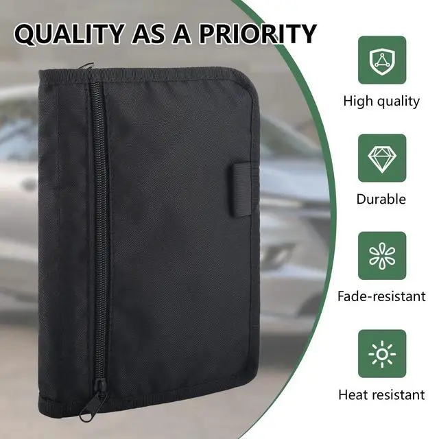 Alt view image 3 of 7 - Car Registration & Insurance Holder, Glove Box Compartment Organizer Bag | Zipped Owner Manual Case with Multi-Pocket,Soft Paperwork Document Storage Sleeve for Car Insurance License Cards