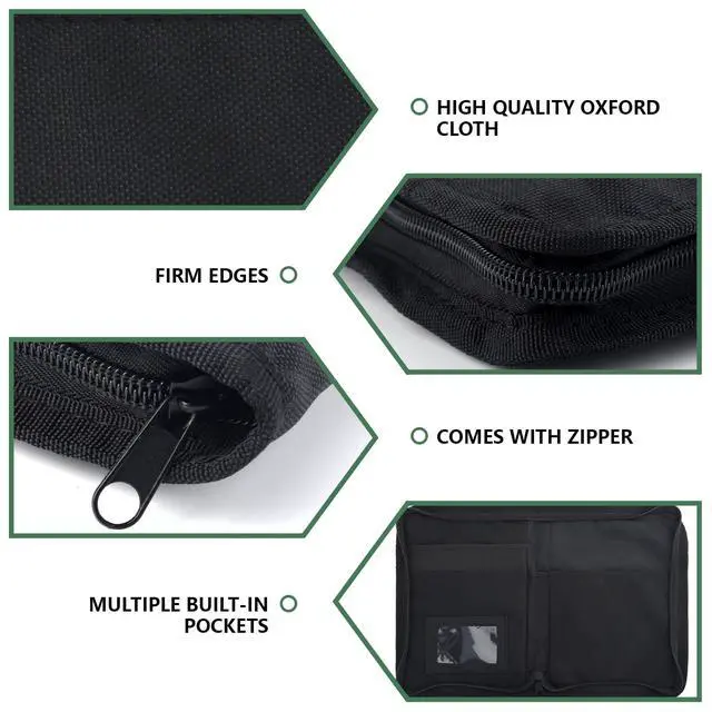 Alt view image 4 of 7 - Car Registration & Insurance Holder, Glove Box Compartment Organizer Bag | Zipped Owner Manual Case with Multi-Pocket,Soft Paperwork Document Storage Sleeve for Car Insurance License Cards