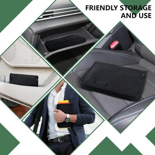 Alt view image 7 of 7 - Car Registration & Insurance Holder, Glove Box Compartment Organizer Bag | Zipped Owner Manual Case with Multi-Pocket,Soft Paperwork Document Storage Sleeve for Car Insurance License Cards