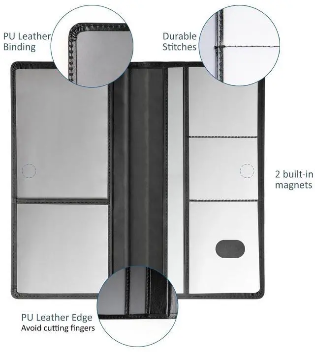 Alt view image 4 of 7 - Car Accessories Registration and Insurance Holder,Leather Essential Card Magnetic Shut Vehicle Glove Box Organizer Case for Auto Driver License Document Truck Motorcycle Boat Men Women,Black