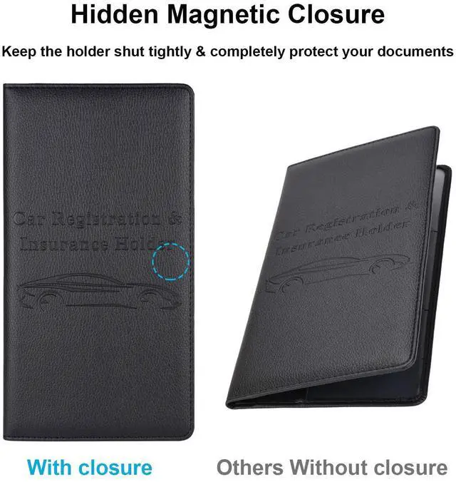 Alt view image 3 of 7 - Cacturism Car Registration and Insurance Holder, Glove Box Organizer, Black | Car Accessories Organizer Women Car Accessories with Magnetic Shut for Cards, Essential Document, Driver License
