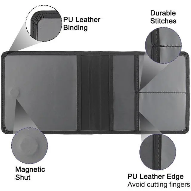 Alt view image 3 of 7 - LumiMokki Car Registration and Insurance Holder, Small Lightweight | Vehicle Glove Box Organizer, Magnetic Closure Car Document Holder, For Insurance, Cards, License, Women & Men, Black