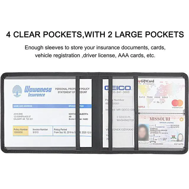 Alt view image 4 of 7 - LumiMokki Car Registration and Insurance Holder, Small Lightweight | Vehicle Glove Box Organizer, Magnetic Closure Car Document Holder, For Insurance, Cards, License, Women & Men, Black