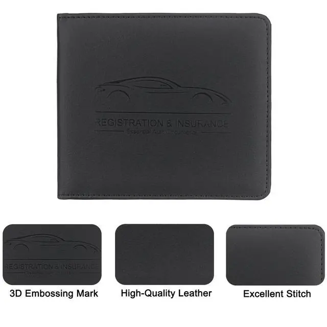 Alt view image 5 of 7 - LumiMokki Car Registration and Insurance Holder, Small Lightweight | Vehicle Glove Box Organizer, Magnetic Closure Car Document Holder, For Insurance, Cards, License, Women & Men, Black