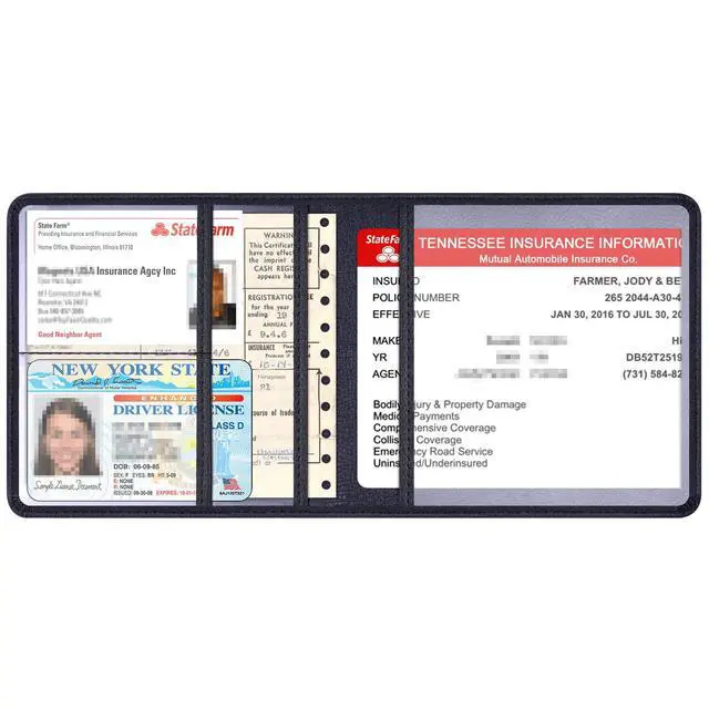 Alt view image 3 of 7 - Techion 5.5"x5" Leather Car Insurance and Registration Holder, Black | Vehicle Document Holder Glove Box Organizer Wallet Case for Insurance Card, Driver License, Paperwork
