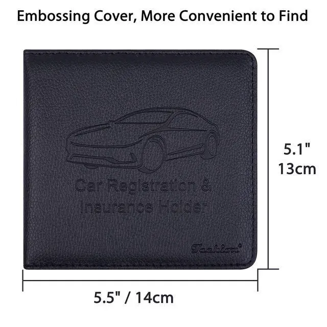 Alt view image 5 of 7 - Techion 5.5"x5" Leather Car Insurance and Registration Holder, Black | Vehicle Document Holder Glove Box Organizer Wallet Case for Insurance Card, Driver License, Paperwork