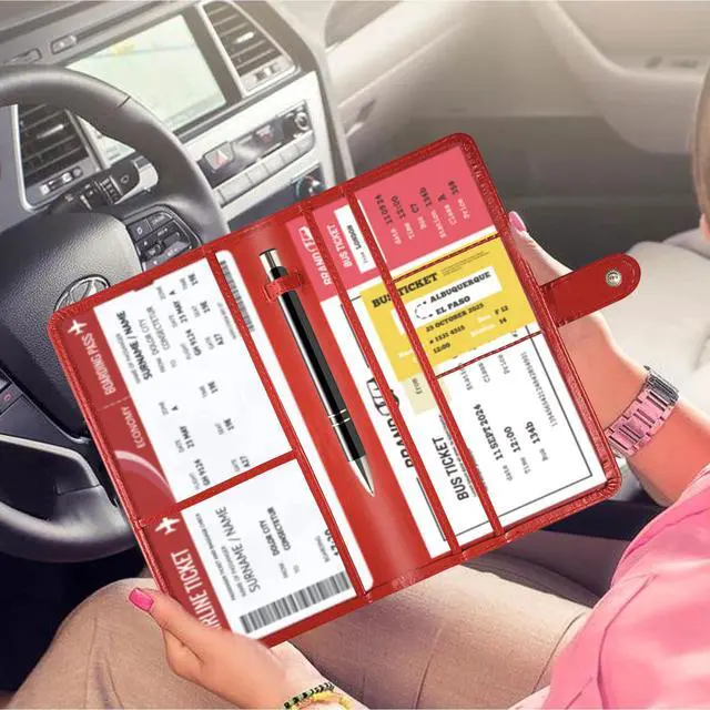 Alt view image 3 of 7 - Car Registration and Insurance Card Holder with Magnetic Closure, Leather Vehicle Glove Box Automobile Documents Paperwork Wallet Case Organizer for ID, Driver's License