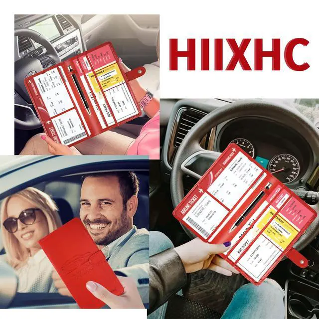 Alt view image 2 of 7 - Car Registration and Insurance Card Holder with Magnetic Closure, Leather Vehicle Glove Box Automobile Documents Paperwork Wallet Case Organizer for ID, Driver's License
