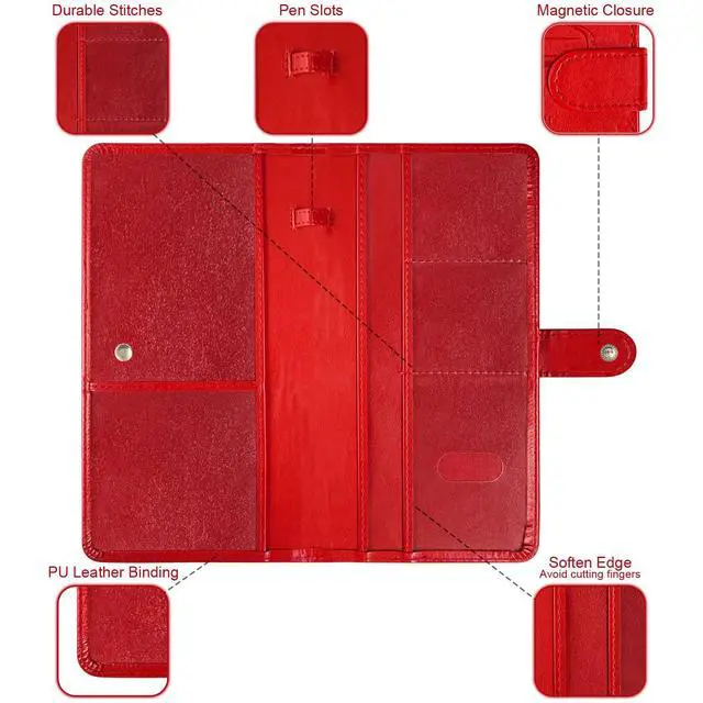 Alt view image 7 of 7 - Car Registration and Insurance Card Holder with Magnetic Closure, Leather Vehicle Glove Box Automobile Documents Paperwork Wallet Case Organizer for ID, Driver's License