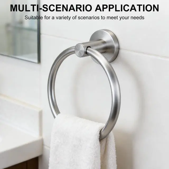 Alt view image 2 of 7 - SetSail Towel Holder for Bathroom Wall Brushed Nickel Towel Ring | Stainless Steel Hand Towel Holder Heavy Duty Towel Hanger for Bath, Kitchen Drill Hole