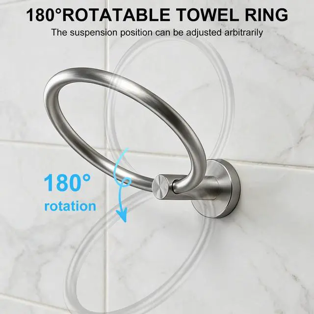 Alt view image 3 of 7 - SetSail Towel Holder for Bathroom Wall Brushed Nickel Towel Ring | Stainless Steel Hand Towel Holder Heavy Duty Towel Hanger for Bath, Kitchen Drill Hole