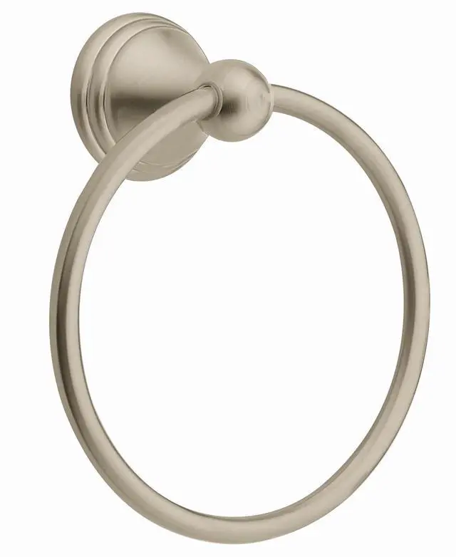 Main image of Moen Preston Collection Spot Resist Brushed Nickel 7-inch Bathroom Hand Towel Ring, Wall Mounted Hanger, DN8486BN