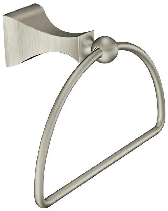 Main image of Moen Retreat Collection Brushed Nickel Bathroom Hand Towel Ring with Wall Mount Hardware, DN8386BN