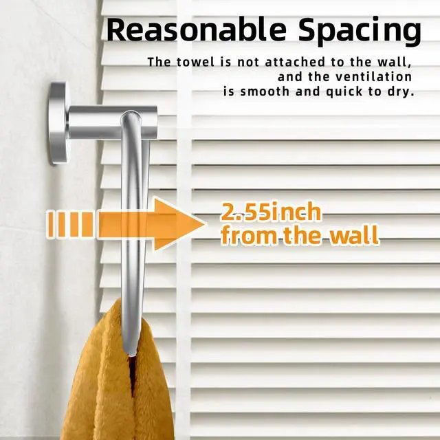 Alt view image 5 of 7 - Brushed Silver Towel Ring 2Pack, SUS304 Stainless Steel Hand Towel Holder for Bathroom Kitchen, Modern Style Towel Hanger, Thicken Ring Towel Holder, Towel Rack Round Wall Mounted (2, Brushed Silver)