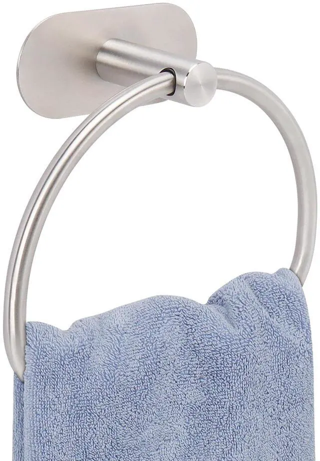 Main image of Livabber Towel Ring for Bathroom, 304 Stainless Steel Hand Towel Holder, Heavy Duty Towel Hanger for Bath, Kitchen, Hotel (4 Self-Adhesive Base, Brushed Nickel)