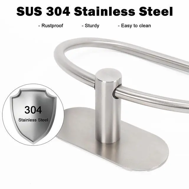 Alt view image 3 of 7 - Livabber Towel Ring for Bathroom, 304 Stainless Steel Hand Towel Holder, Heavy Duty Towel Hanger for Bath, Kitchen, Hotel (4 Self-Adhesive Base, Brushed Nickel)