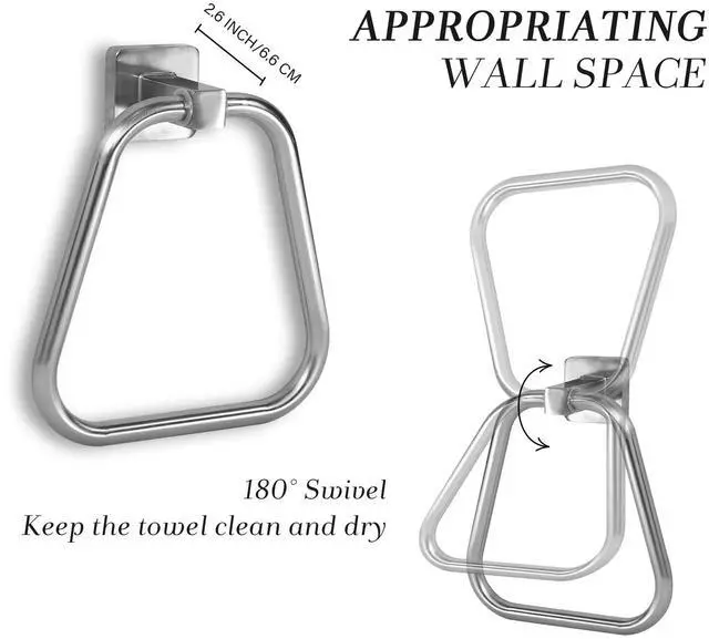 Alt view image 2 of 7 - Towel Holder for Bathroom Wall Towel Ring Stainless Steel Hand Towel Holder Heavy Duty Towel Hanger for Bath, Kitchen (Brushed Nickel)