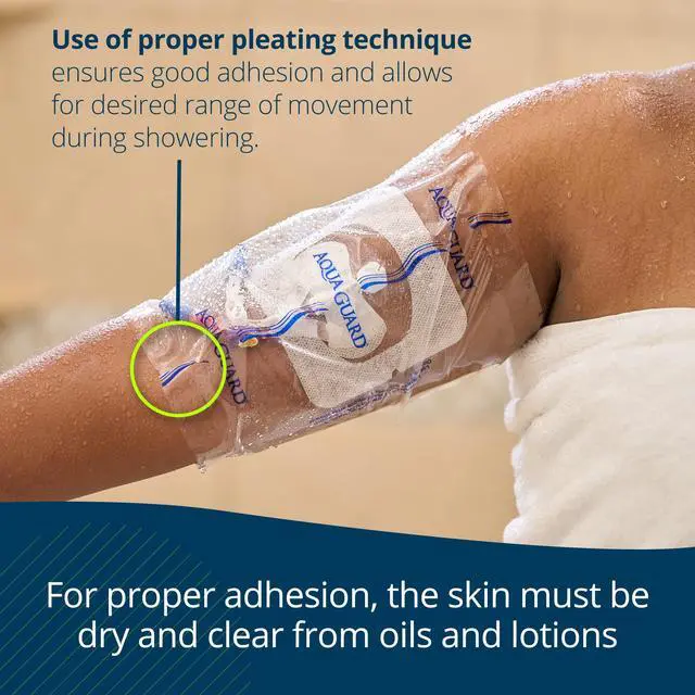 Alt view image 4 of 7 - TIDI 50015-PKG AquaGuard Sheet 9 x 9 (Area of Coverage: 7 x 7.5) Shower Protection Sheet Self-Adhesive Moisture Barrier Wound Cover for Showering 7 Shee