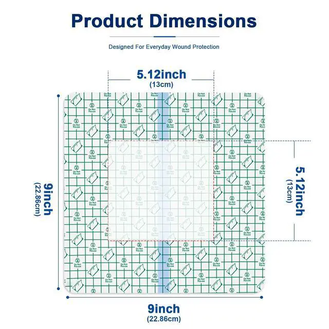 Alt view image 6 of 7 - 10 Pcs 9"x9" Shower Shields Wound Cover Non-Stick Central Pad | Waterproof Large Dialysis Catheter Bandage with, Coverage Shields for PD Chest, PICC Line and Post Surgical Incisions